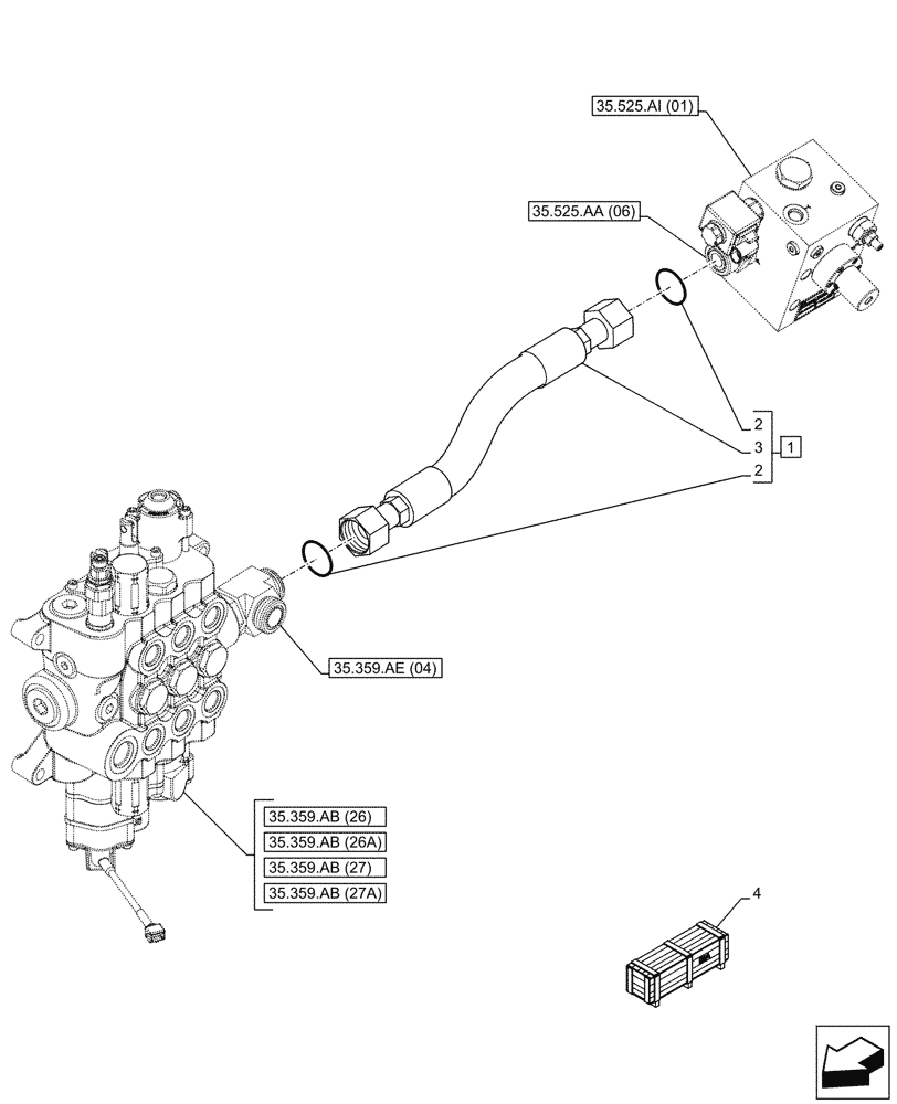 Схема запчастей Case 580N EP - (35.359.AE[22]) - LOADER, CONTROL VALVE LINE, HAMMER, VALVE BODY (35) - HYDRAULIC SYSTEMS