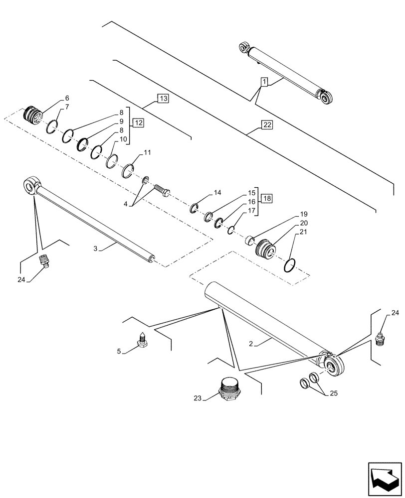 Схема запчастей Case 590SN - (35.701.CB[02]) - LIFT CYLINDER, COMPONENTS (35) - HYDRAULIC SYSTEMS