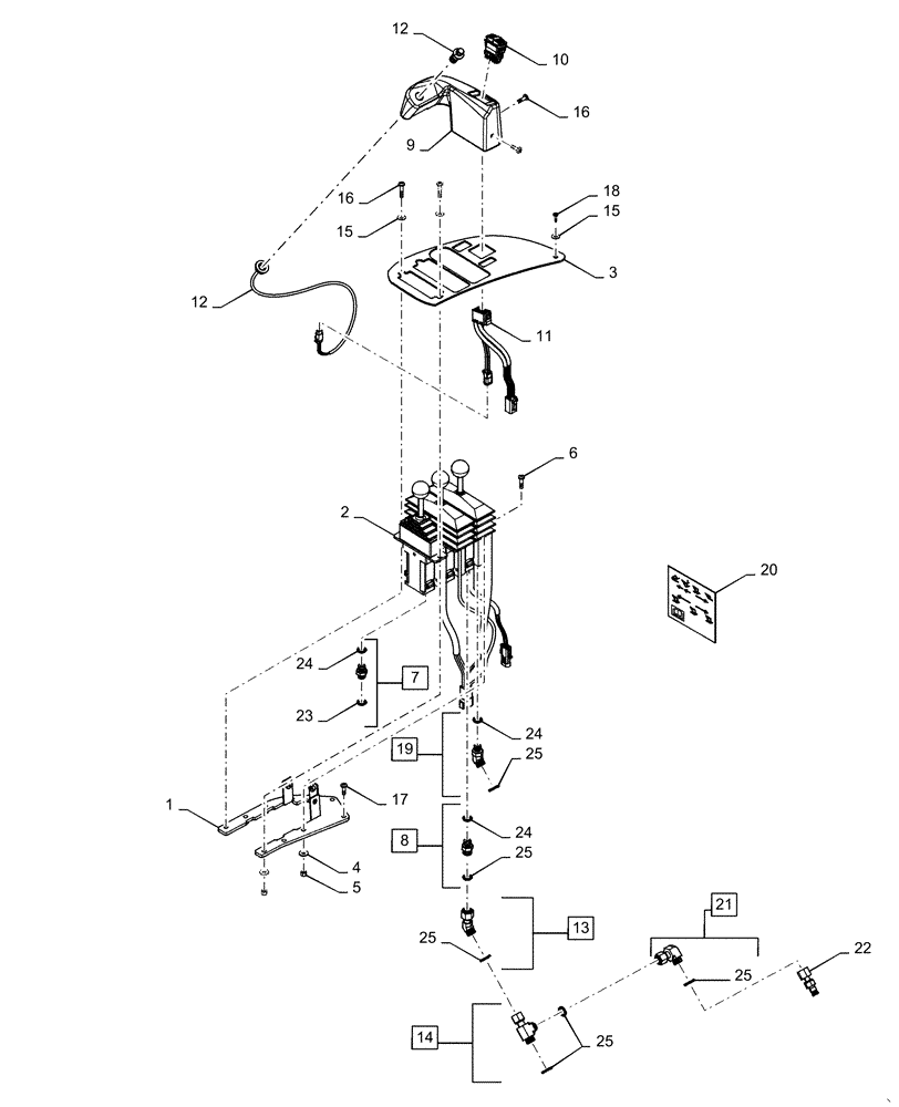 Схема запчастей Case 621F - (35.359.AF[01]) - 3 LEVER CONTROL INSTALLATION (35) - HYDRAULIC SYSTEMS