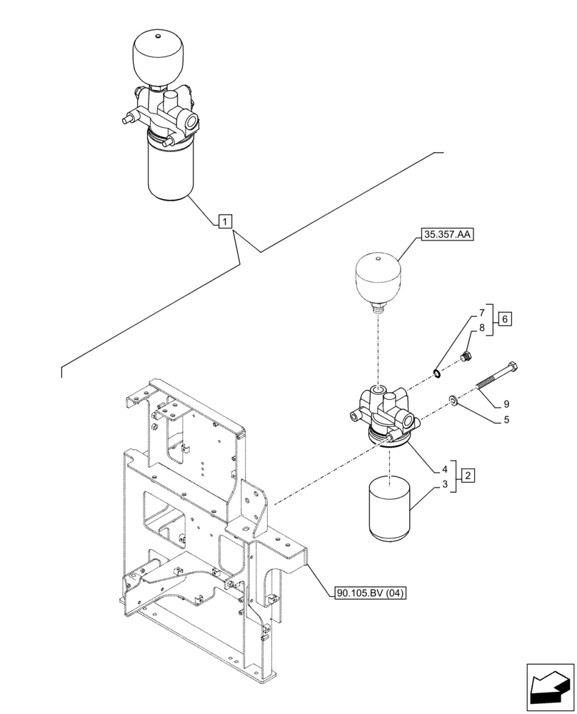 Схема запчастей Case CX350D LC - (35.300.AN[02]) - HYDRAULIC SYSTEM, OIL FILTER (35) - HYDRAULIC SYSTEMS