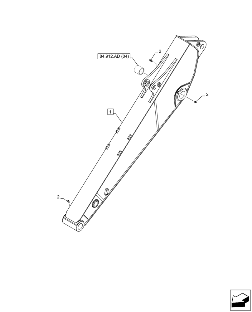 Схема запчастей Case CX350D LC - (84.912.AA[02]) - VAR - 461545 - ARM, HEAVY DUTY (ARM L=3.25M) (84) - BOOMS, DIPPERS & BUCKETS