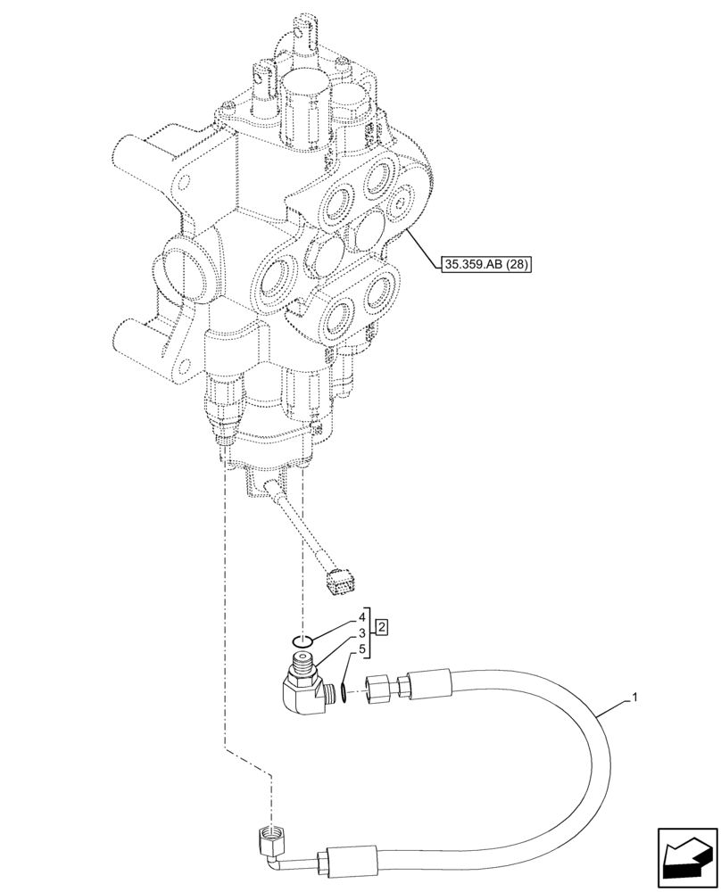 Схема запчастей Case 580N EP - (35.359.AE[10]) - LOADER, CONTROL VALVE LINE (35) - HYDRAULIC SYSTEMS