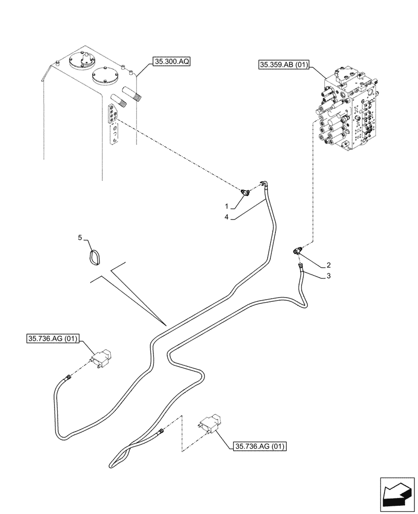 Схема запчастей Case CX210D LC - (35.736.AK[01]) - VAR - 481064 - BOOM, LIFT CYLINDER, SAFETY VALVE, LINE (35) - HYDRAULIC SYSTEMS