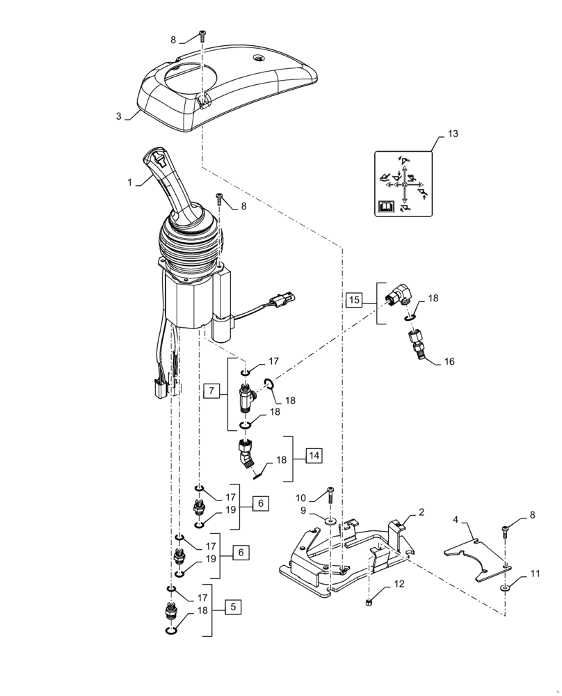 Схема запчастей Case 621F - (35.724.AE) - JOYSTICK CONTROL INSTALLATION, LOADER CONTROL (35) - HYDRAULIC SYSTEMS