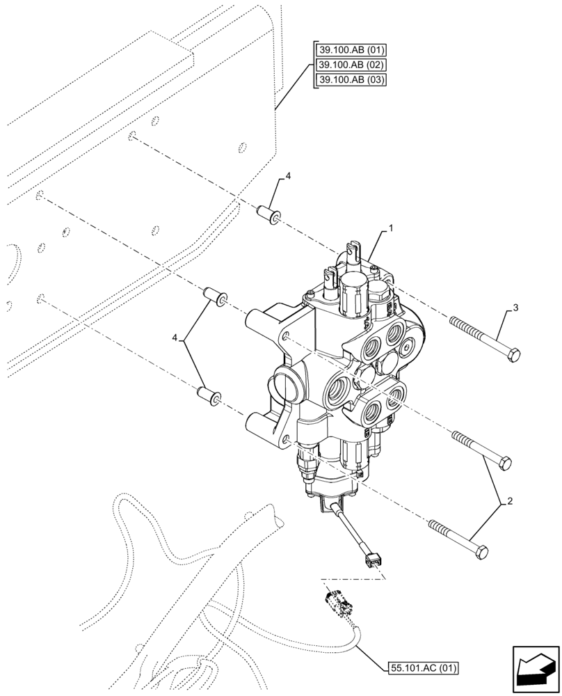 Схема запчастей Case 580N EP - (35.359.AB[28]) - LOADER, CONTROL VALVE, PILOT CONTROLS, 2-SPOOL, MOUNTING (35) - HYDRAULIC SYSTEMS