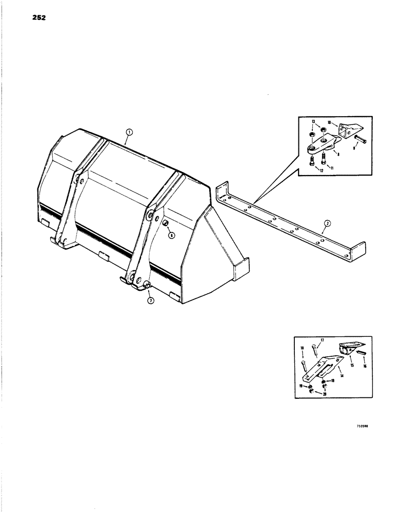 Схема запчастей Case 450 - (252) - D49578 LOADER BUCKET (05) - UPPERSTRUCTURE CHASSIS