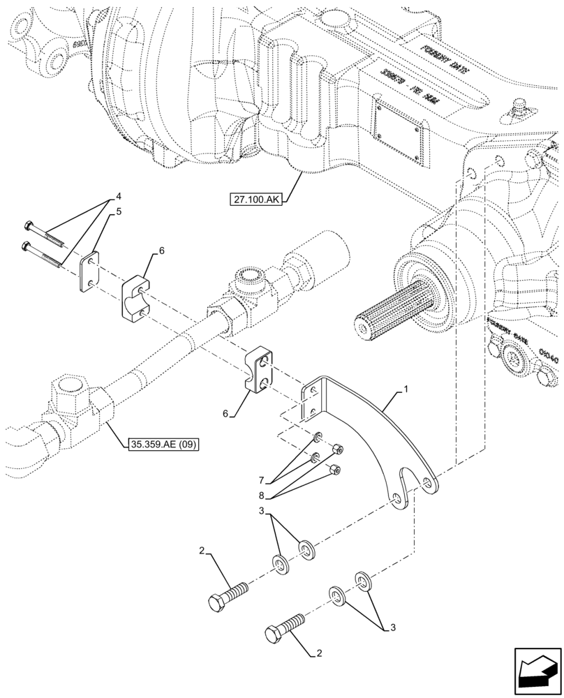 Схема запчастей Case 580SN WT - (35.359.AE[20]) - VAR - 747864 - LOADER, CONTROL VALVE LINE, BACKHOE CONTROL VALVE, BRACKET (35) - HYDRAULIC SYSTEMS