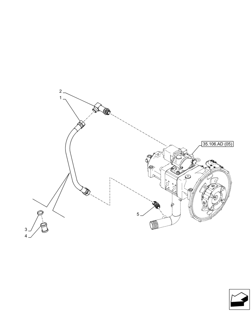 Схема запчастей Case CX210D LC LR - (35.106.AO[03]) - VAR - 461863, 461557 - VARIABLE DELIVERY HYDRAULIC PUMP, LINE, CLAMSHELL BUCKET, ROTATION (35) - HYDRAULIC SYSTEMS