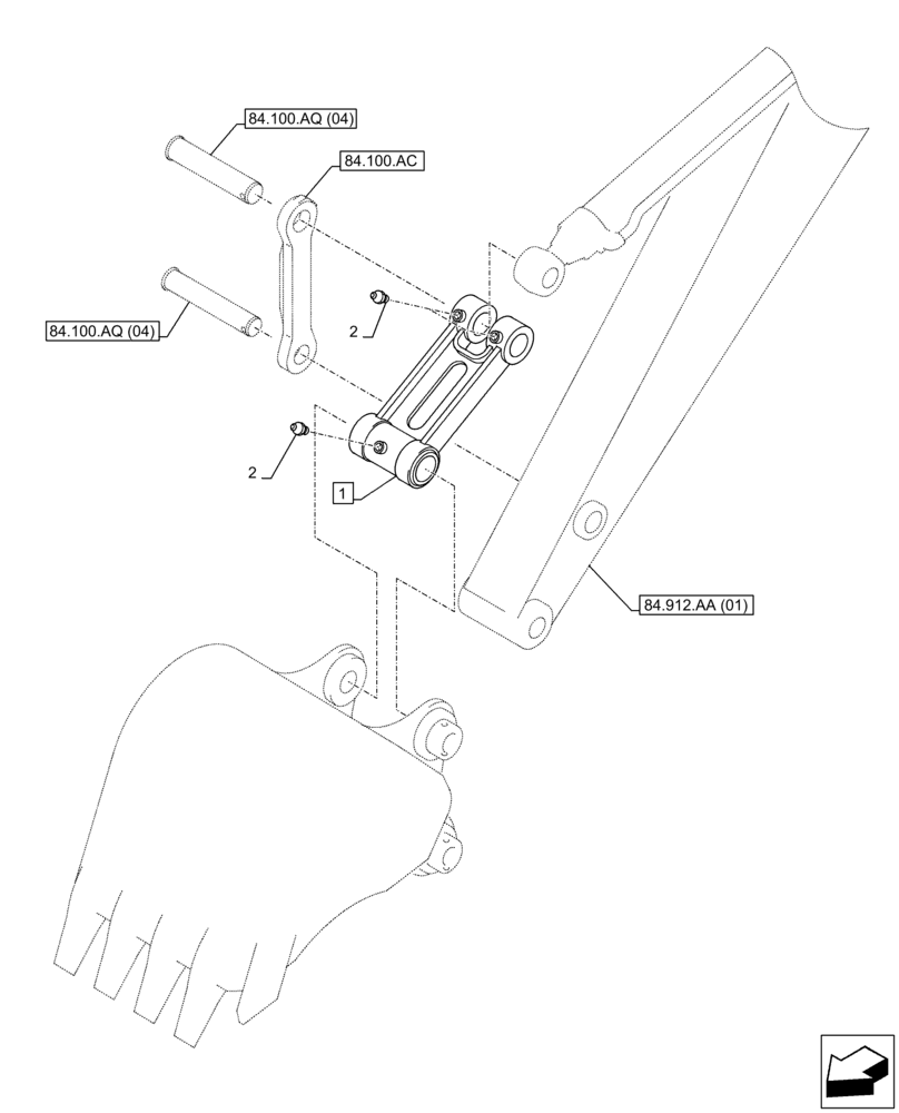 Схема запчастей Case CX350D LC - (84.100.AP[01]) - VAR - 461023, 481064 - BUCKET, LINK, W/O HOOK, SAFETY VALVE (84) - BOOMS, DIPPERS & BUCKETS