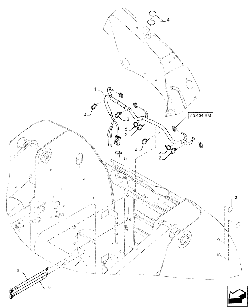 Схема запчастей Case SR270 - (55.511.AJ) - REAR LIGHT HARNESS, W/O TURN SIGNAL (55) - ELECTRICAL SYSTEMS