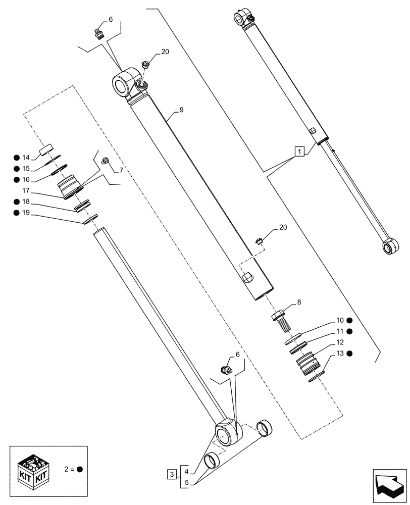 Схема запчастей Case 580N EP - (35.738.AA[03]) - VAR - 423075, 423076 - BACKHOE BUCKET, CYLINDER, COMPONENTS (35) - HYDRAULIC SYSTEMS