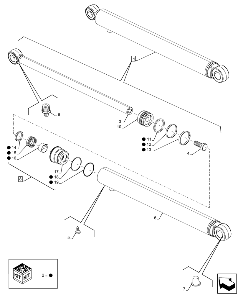 Схема запчастей Case 580N EP - (35.701.CB[02]) - LIFT CYLINDER, COMPONENTS (35) - HYDRAULIC SYSTEMS