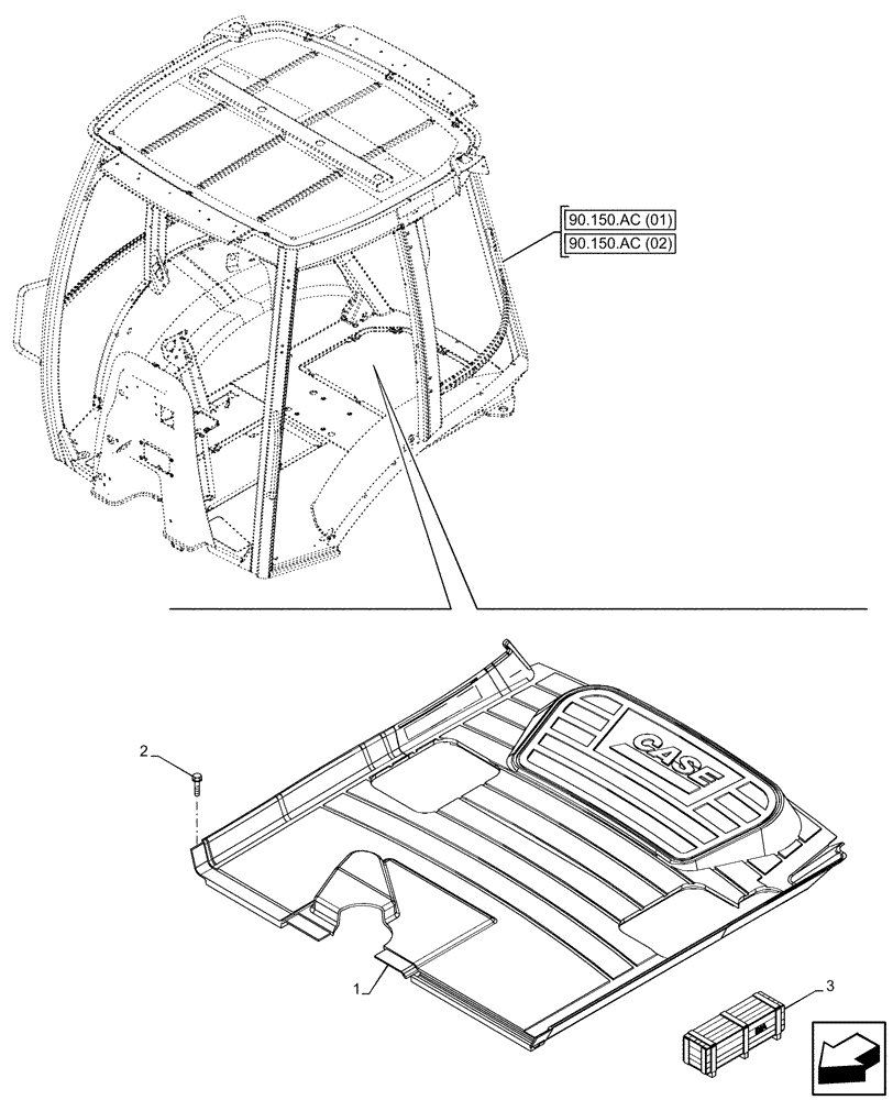 Схема запчастей Case 580SN - (90.160.AR[01]) - FLOOR MAT, REAR, NARROW, CAB (90) - PLATFORM, CAB, BODYWORK AND DECALS