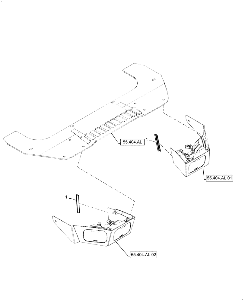 Схема запчастей Case TV380 - (55.404.AL[03]) - FRONT LIGHT ASSY, NO DOOR (55) - ELECTRICAL SYSTEMS