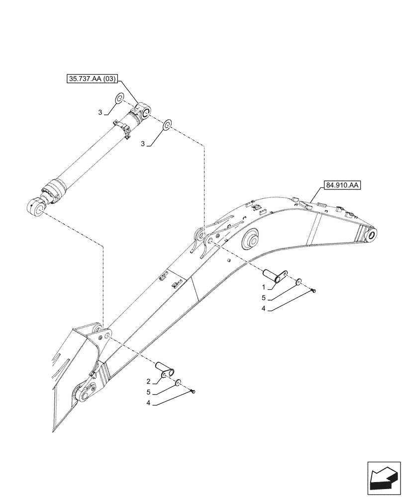 Схема запчастей Case CX210D NLC - (84.912.AB[02]) - VAR - 481064 - ARM, CYLINDER, PIN, SAFETY VALVE (84) - BOOMS, DIPPERS & BUCKETS