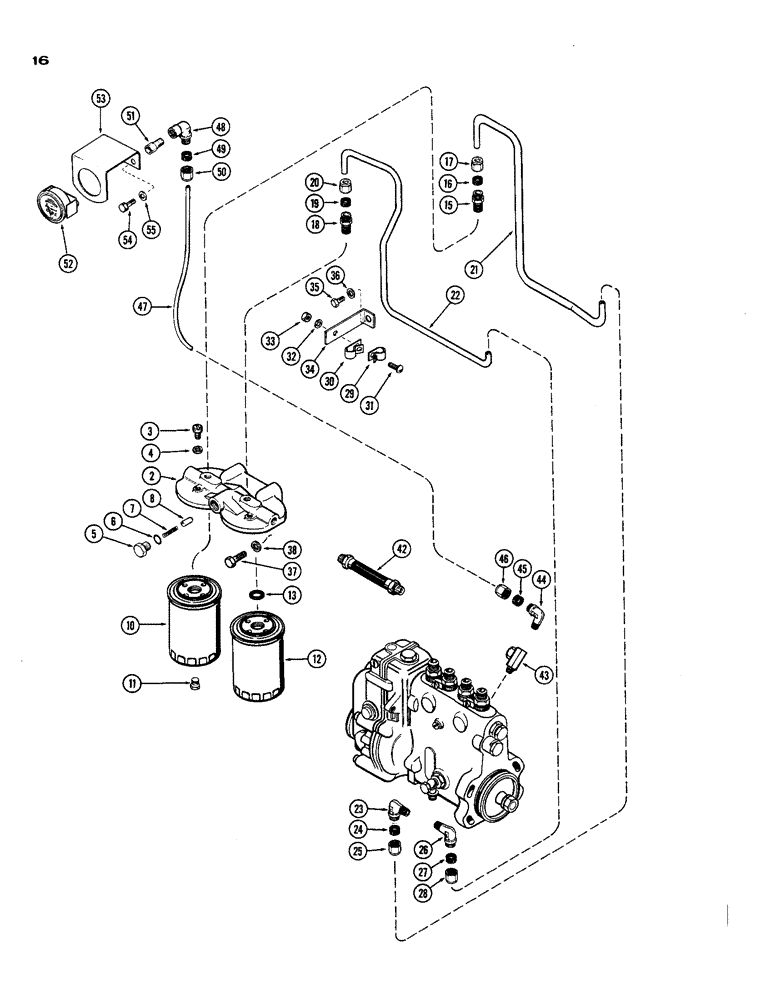 Схема запчастей Case 850 - (016) - FUEL INJ. FILTER SYS., (301) DIESEL ENG., 2 STAGE FILTERING SYS. 1ST USED ENG. S/N 2205978 (01) - ENGINE