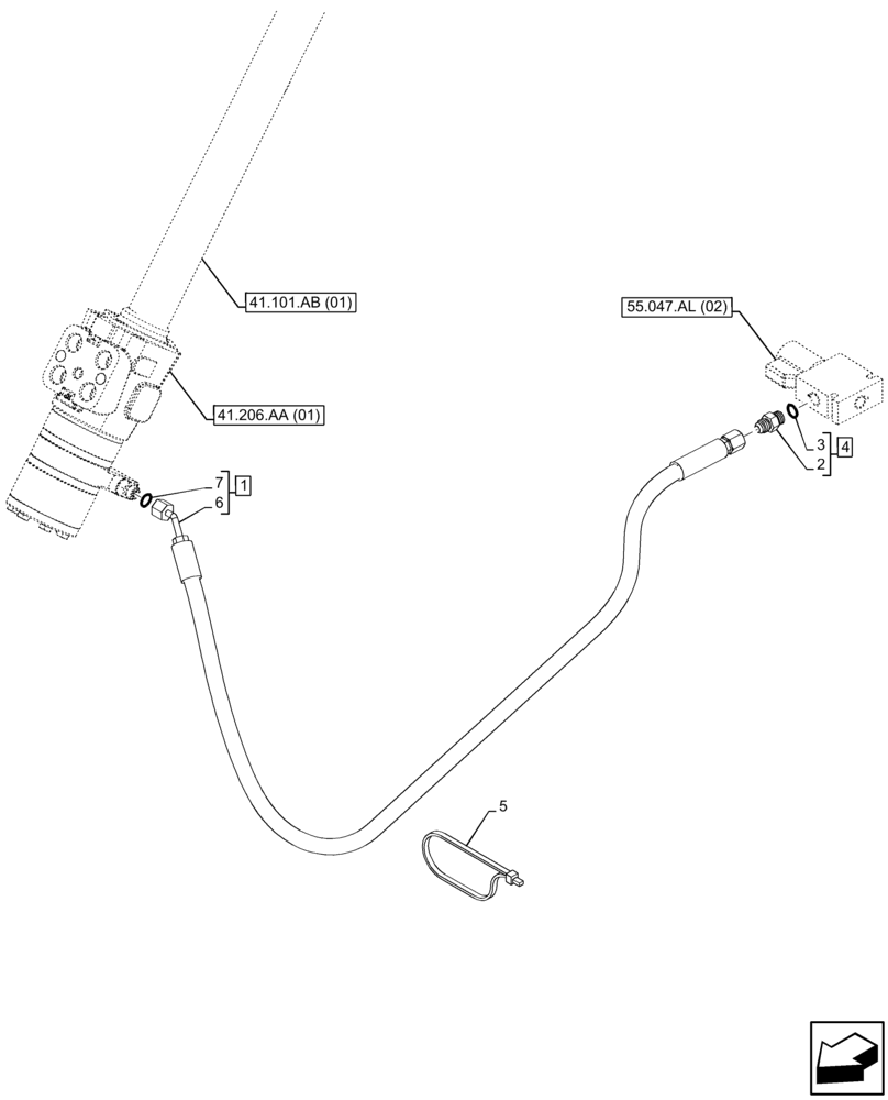 Схема запчастей Case 580N EP - (41.206.AJ[01]) - VAR - 423011 - POWER STEERING LINE (41) - STEERING