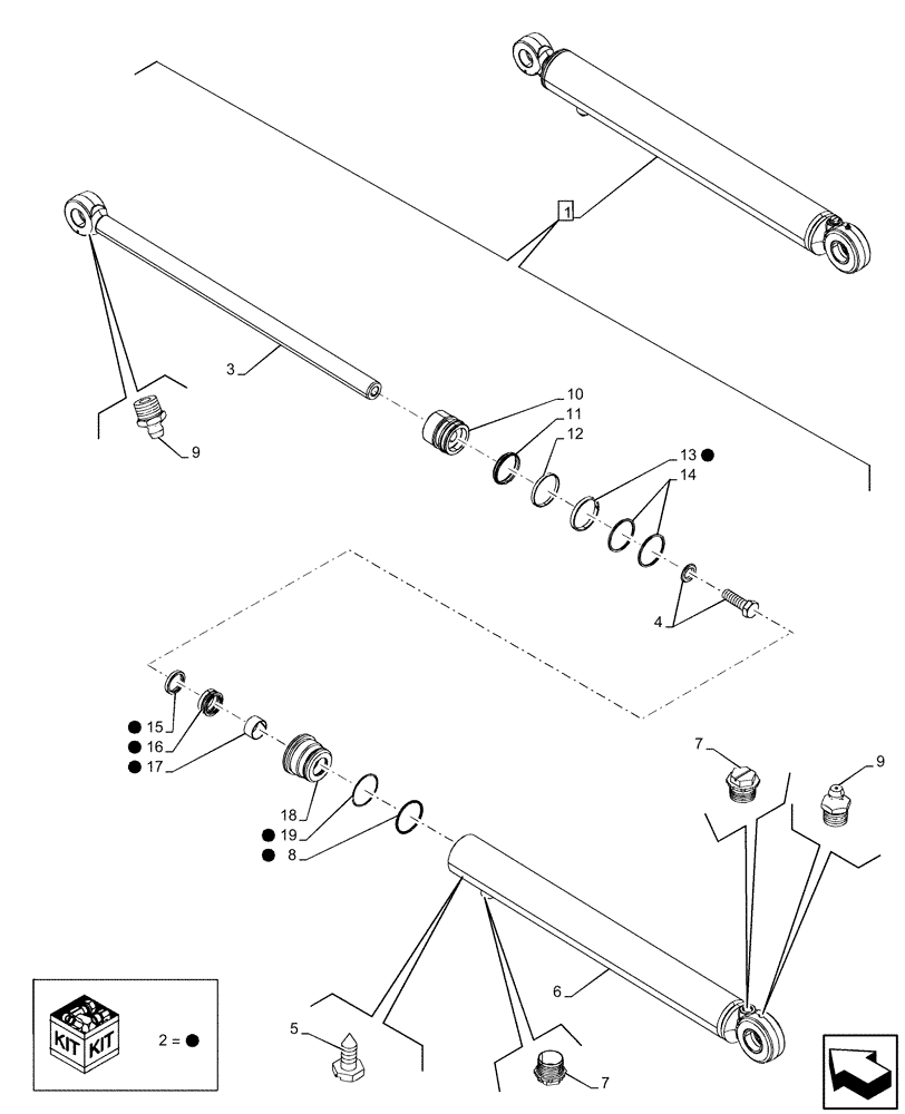 Схема запчастей Case 590SN - (35.701.CB[05]) - LIFT CYLINDER, COMPONENTS (35) - HYDRAULIC SYSTEMS