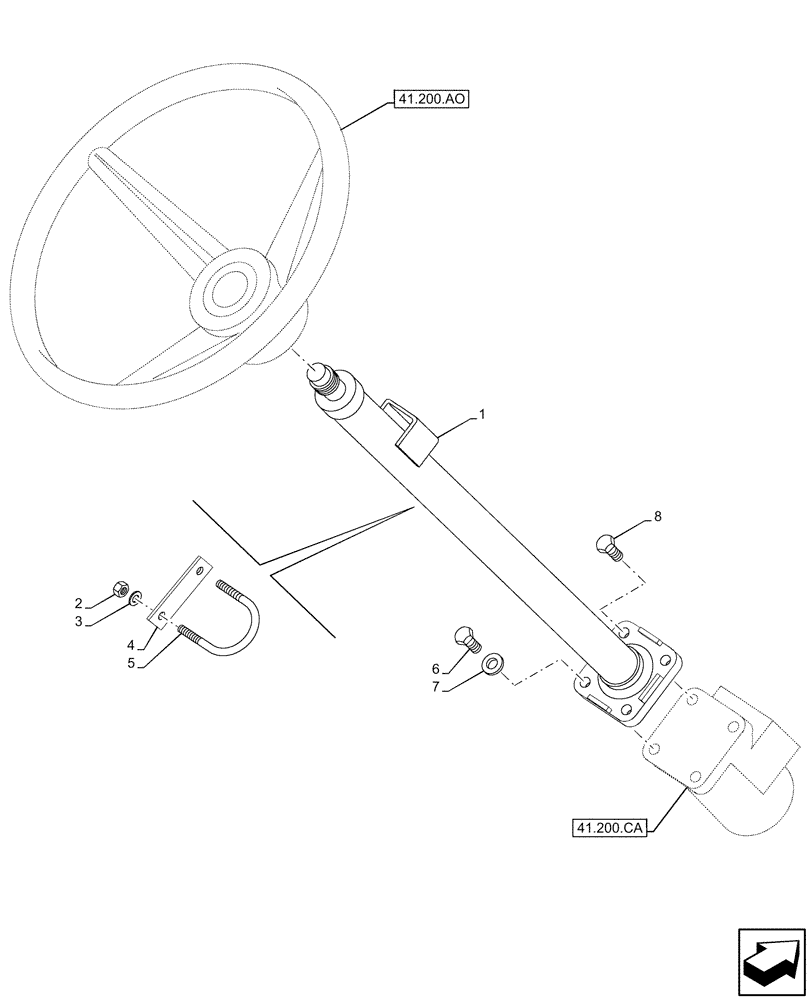 Схема запчастей Case 590SN - (41.101.AB[01]) - VAR - 423000, 423001, 442082 - CANOPY, STEERING WHEEL, COLUMN (41) - STEERING