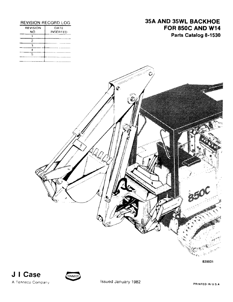 Схема запчастей Case 35A - (01) - REVISION RECORD LOG 