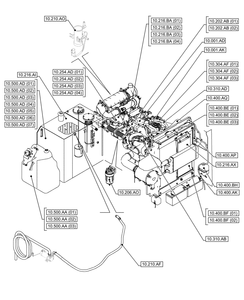 Схема запчастей Case CX210D NLC - (10.000.00) - SECTION INDEX - ENGINE (10) - ENGINE
