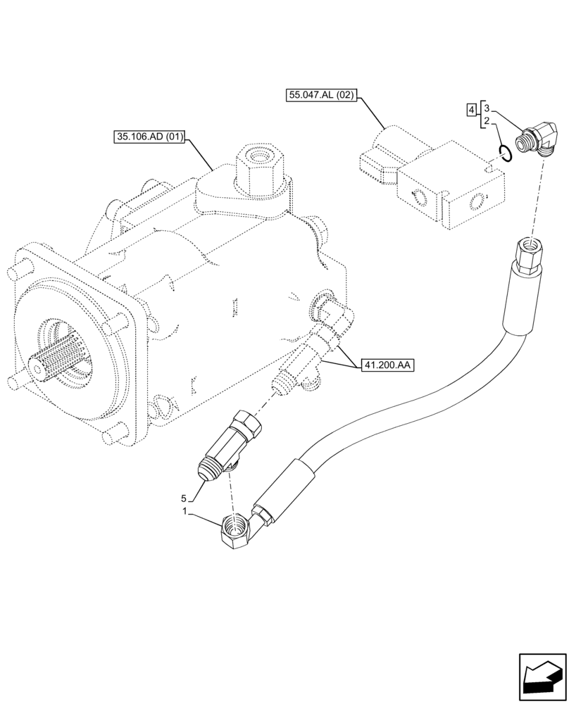 Схема запчастей Case 580N EP - (41.206.AJ[03]) - VAR - 423011 - POWER STEERING LINE (41) - STEERING