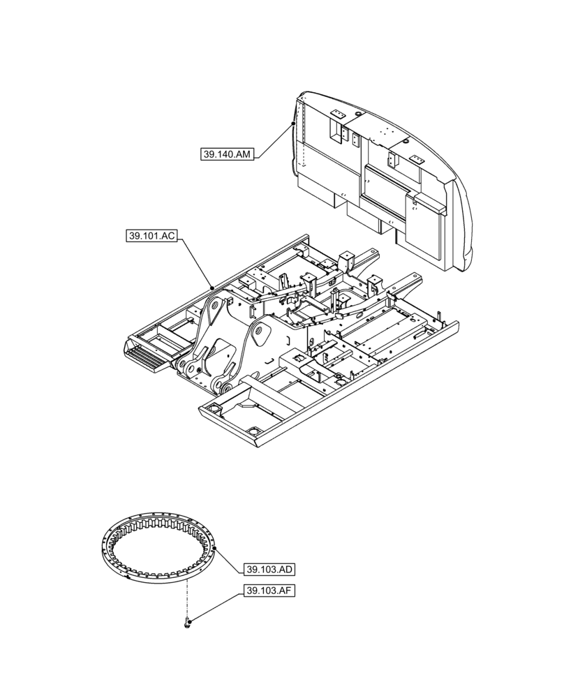 Схема запчастей Case CX210D NLC - (00.000.39) - PICTORIAL INDEX - FRAMES AND BALLASTING (00) - GENERAL & PICTORIAL INDEX