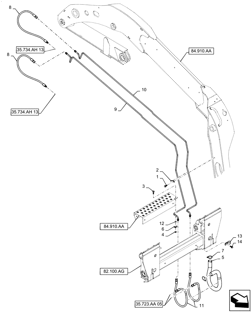 Схема запчастей Case SV280 - (35.734.AH[09]) - HYDRAULIC COUPLER, BOOM ARM PLUMBING (35) - HYDRAULIC SYSTEMS