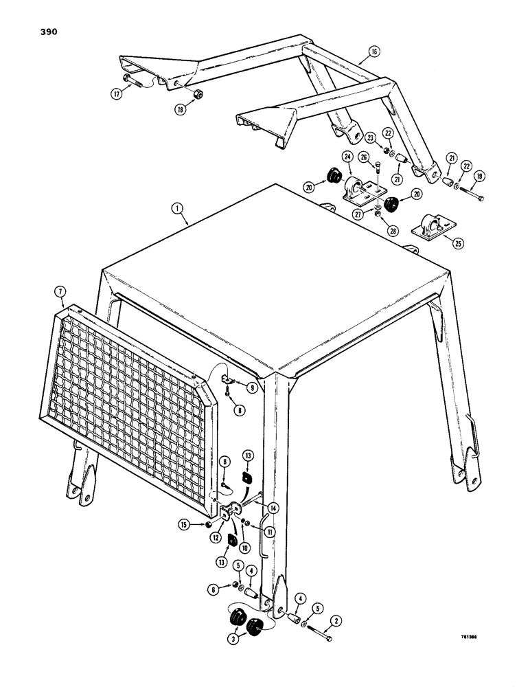 Схема запчастей Case 1450 - (390) - ROLL-OVER PROTECTION STRUCTURE, USED TRACTOR SN 8380422 AND AFT (09) - CHASSIS/ATTACHMENTS