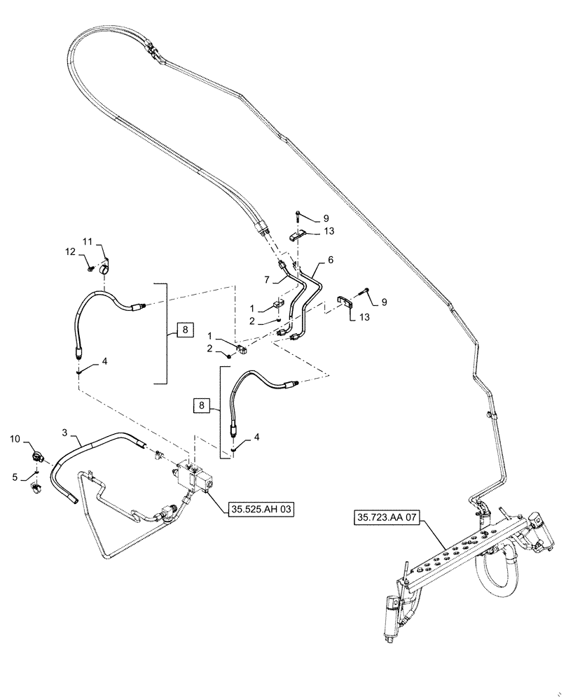 Схема запчастей Case TV380 - (35.734.AH [01]) - HYDRAULIC COUPLER, CHASSIS PLUMBING (35) - HYDRAULIC SYSTEMS