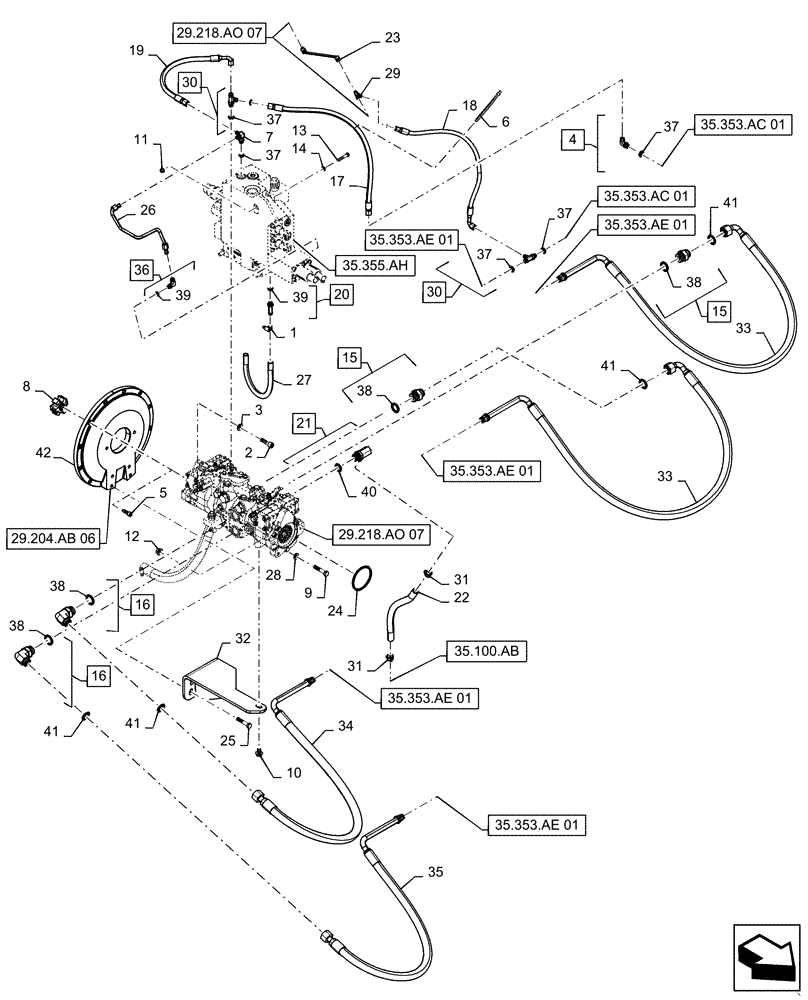 Схема запчастей Case TR310 - (29.204.AB[01]) - HYDROSTATIC PUMP, DRIVE LINES, MECHANICAL CONTROLS (19-NOV-2015 & PRIOR) (29) - HYDROSTATIC DRIVE