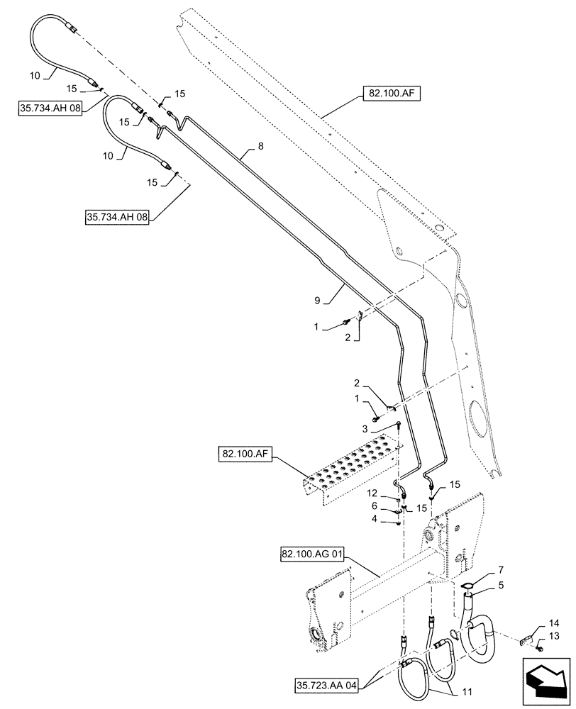 Схема запчастей Case SR270 - (35.734.020) - HYDRAULIC RELEASE COUPLER, BOOM (35) - HYDRAULIC SYSTEMS