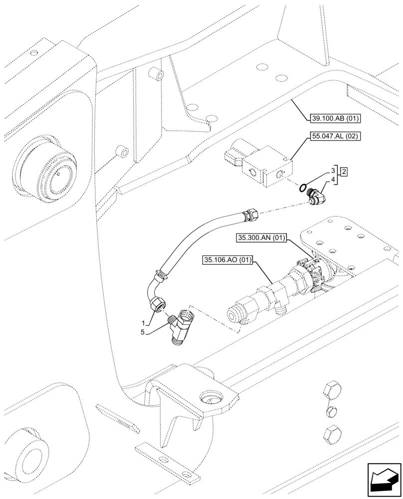 Схема запчастей Case 580N EP - (41.206.AJ[02]) - VAR - 423011 - POWER STEERING LINE (41) - STEERING