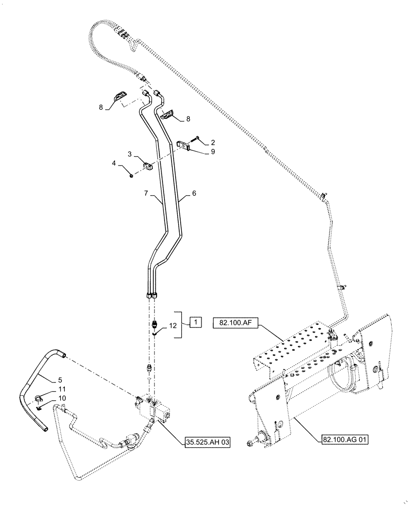 Схема запчастей Case TR340 - (35.734.AH [08]) - HYDRAULIC COUPLER, CHASSIS PLUMBING (35) - HYDRAULIC SYSTEMS