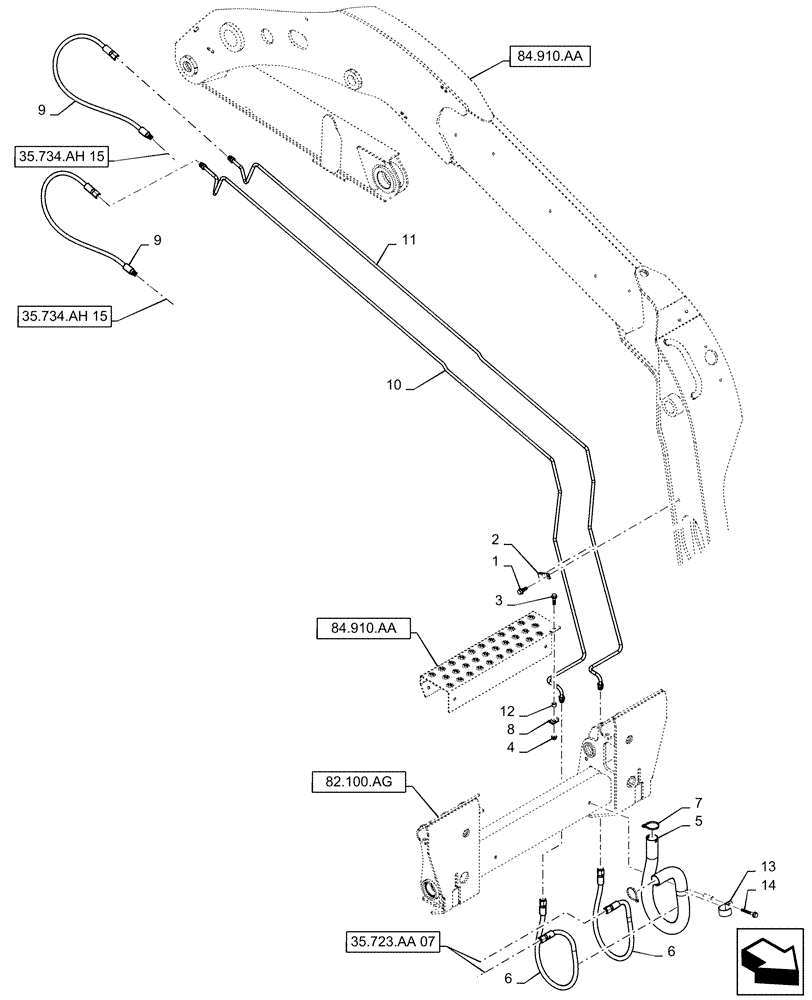 Схема запчастей Case TV380 - (35.204.02) - HYDRAULIC COUPLER, ARM PLUMBING (SV300,TV380) (35) - HYDRAULIC SYSTEMS