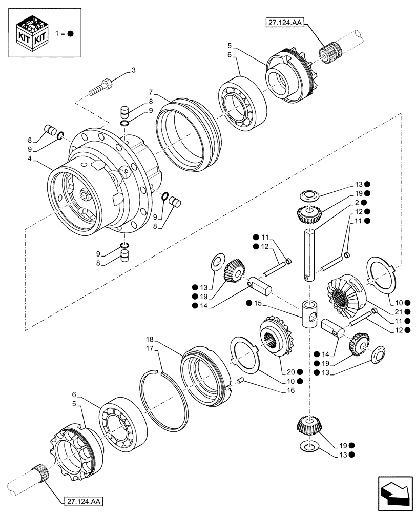 Схема запчастей Case 580SN - (27.106.AC) - REAR AXLE, DIFFERENTIAL (27) - REAR AXLE SYSTEM