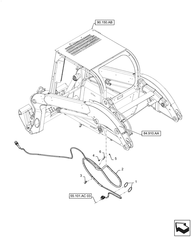 Схема запчастей Case TV380 - (55.512.BW[02]) - MULTIFUNCTION ELECTRICAL, MECHANICAL/EH NA/EU NO LIGHTS (55) - ELECTRICAL SYSTEMS