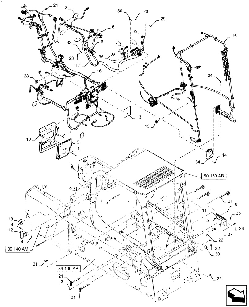 Схема запчастей Case SR270 - (55.101.AC[03]) - WIRE HARNESS & CONNECTOR, ELECTRONIC CONTROLS (55) - ELECTRICAL SYSTEMS