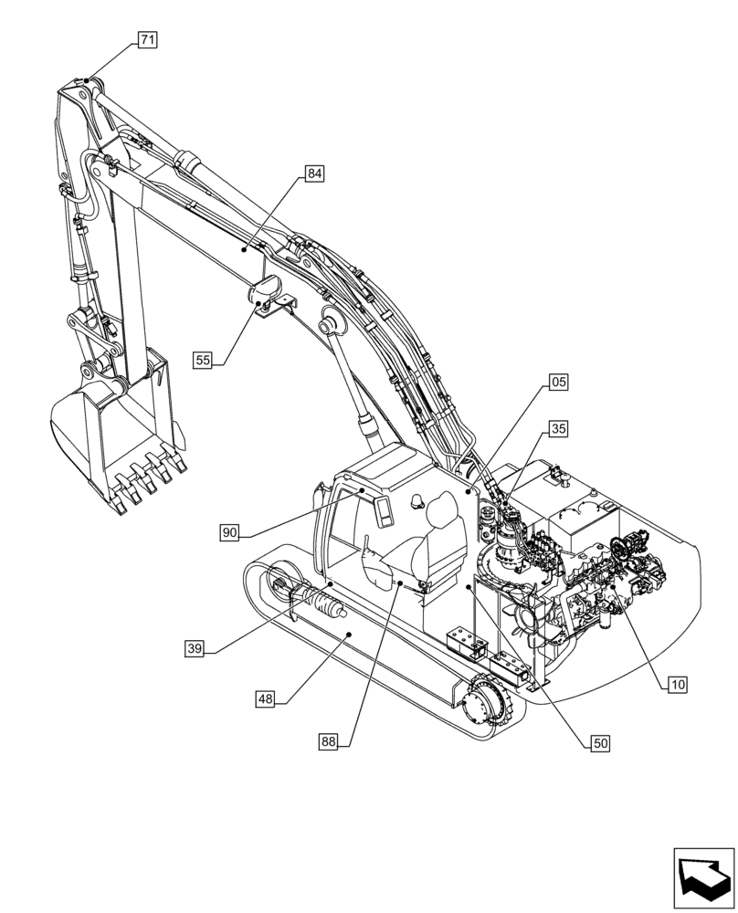 Схема запчастей Case CX210D NLC - (00.000.00) - PICTORIAL INDEX - MAIN SECTIONS (00) - GENERAL & PICTORIAL INDEX