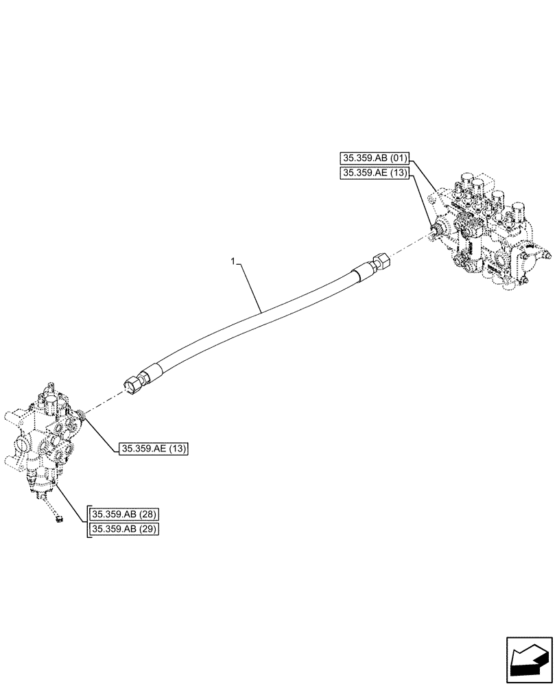 Схема запчастей Case 580SN - (35.359.AE[23]) - LOADER, CONTROL VALVE LINE, BACKHOE CONTROL VALVE (35) - HYDRAULIC SYSTEMS