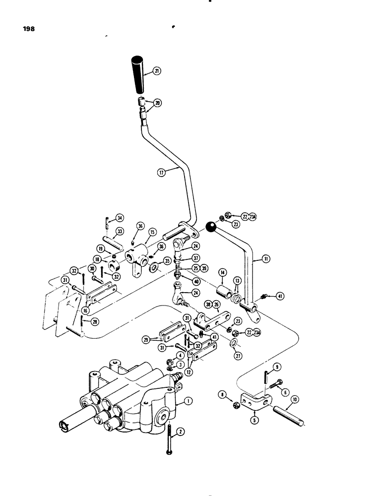 Схема запчастей Case 450B - (198) - THREE SPOOL CONTROL VALVE & CONTROL LEVERS, ALL CONTROL VALVES HAVE PART NO. ON IDENTIFICATION PLATE (07) - HYDRAULIC SYSTEM