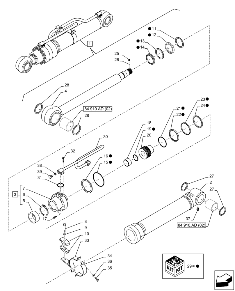 Схема запчастей Case CX210D LC - (35.736.AA[06]) - VAR - 481064, 461585 - LIFT CYLINDER, LEFT, COMPONENTS, SAFETY VALVE (35) - HYDRAULIC SYSTEMS