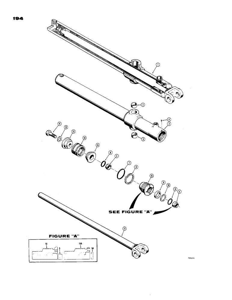 Схема запчастей Case 850 - (194) - DOZER LIFT CYLINDERS, USES SPLIT SNAP IN OUTER ROD WIPER (07) - HYDRAULIC SYSTEM