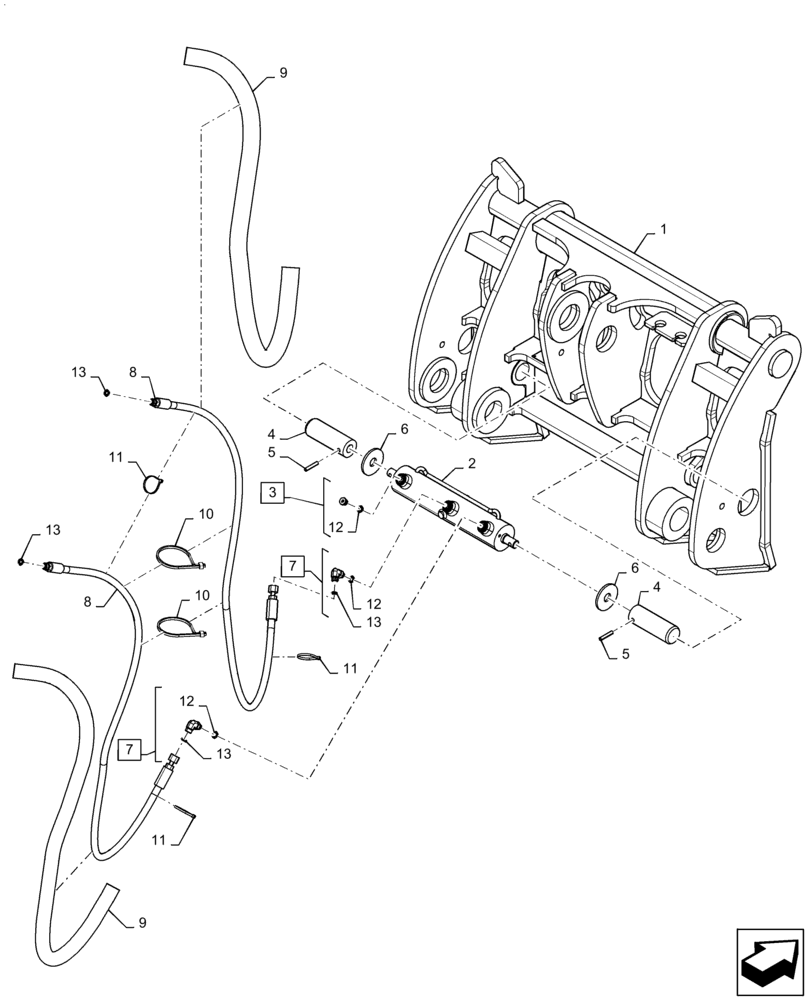 Схема запчастей Case 621F - (82.100.AG[01]) - BUCKET COUPLING Z-BAR, XR (82) - FRONT LOADER & BUCKET