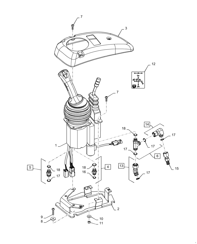 Схема запчастей Case 621F - (35.724.AE[01]) - JOYSTICK WITH SINGLE LEVER CONTROL INSTALLATION (35) - HYDRAULIC SYSTEMS