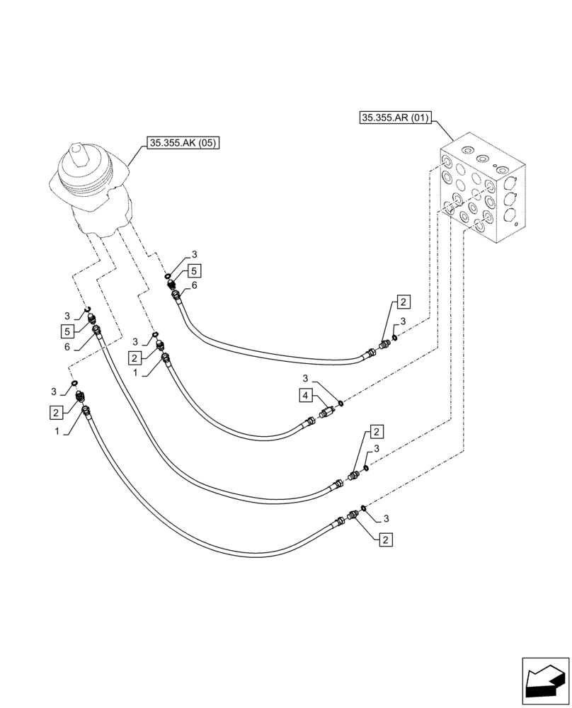 Схема запчастей Case CX300D LC - (35.355.AC[07]) - JOYSTICK, HYDRAULIC LINE, CONTROL VALVE (35) - HYDRAULIC SYSTEMS