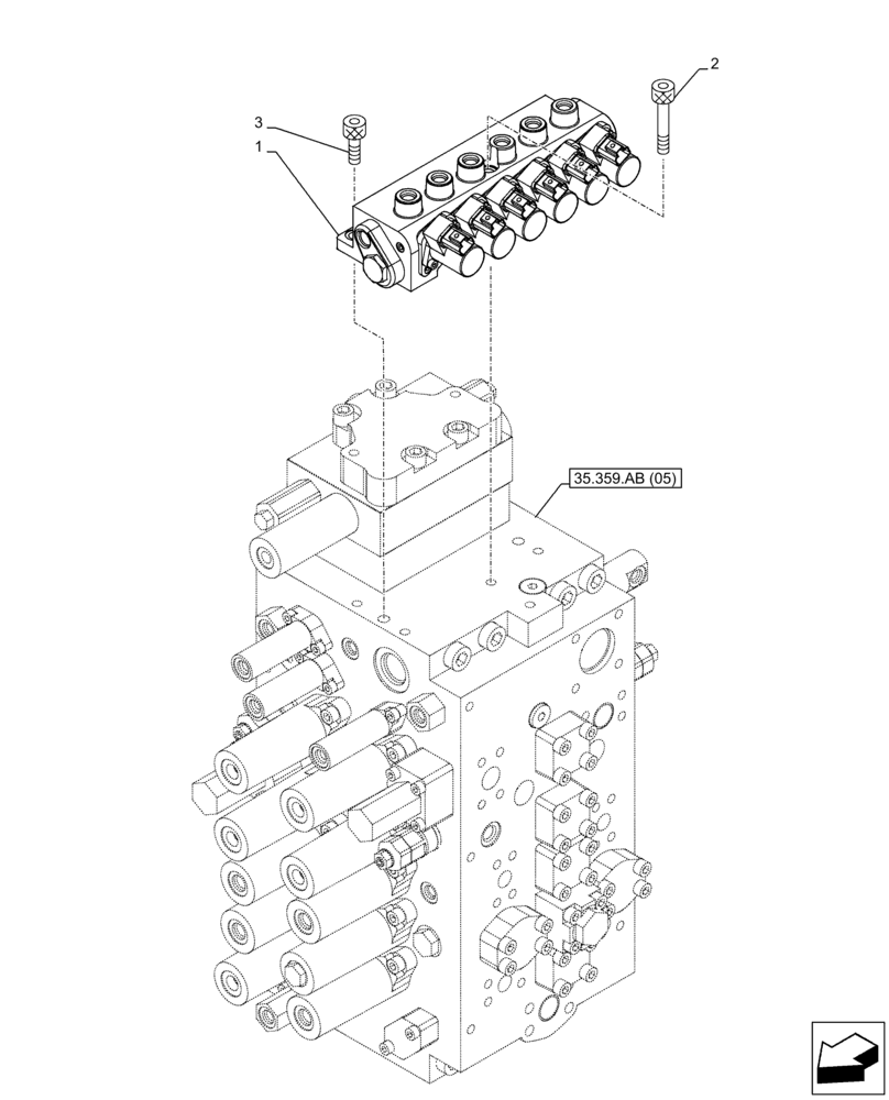 Схема запчастей Case CX210D LC LR - (35.357.AJ[02]) - VAR - 461558 - MAIN, SOLENOID VALVE, CONTROL PATTERN SELECTION (35) - HYDRAULIC SYSTEMS