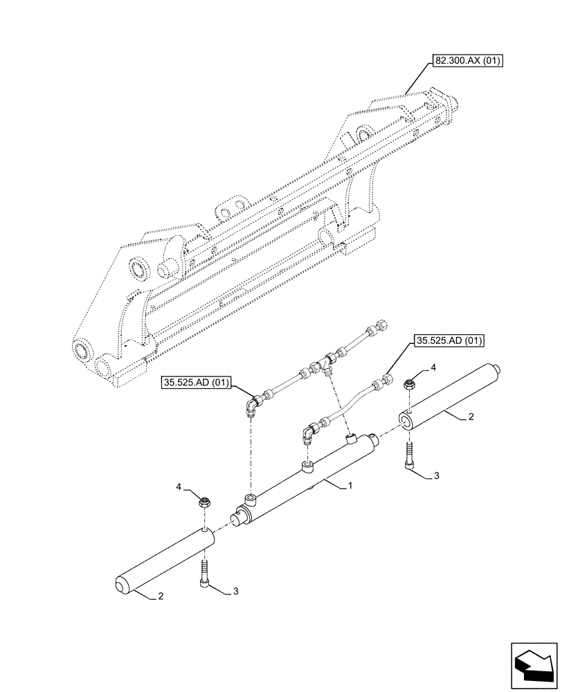 Схема запчастей Case 580SN - (35.734.AA[02]) - VAR - 423049 - QUICK COUPLER, CYLINDER (35) - HYDRAULIC SYSTEMS