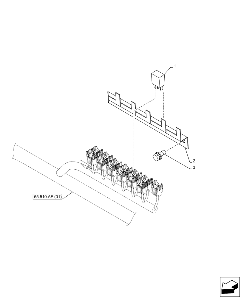 Схема запчастей Case CX210D NLC - (55.100.DO[01]) - RELAY, FUSE BOX (55) - ELECTRICAL SYSTEMS