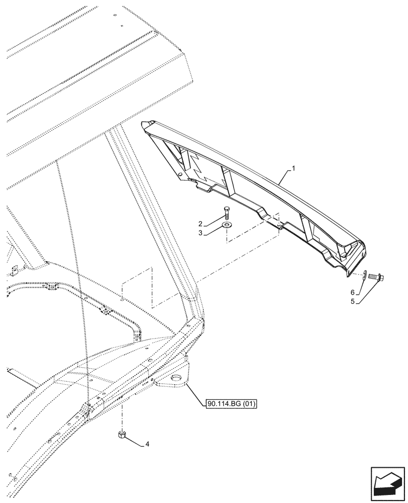 Схема запчастей Case 590SN - (90.110.AV[04]) - VAR - 423000, 442082 - CANOPY, REAR PANEL (90) - PLATFORM, CAB, BODYWORK AND DECALS